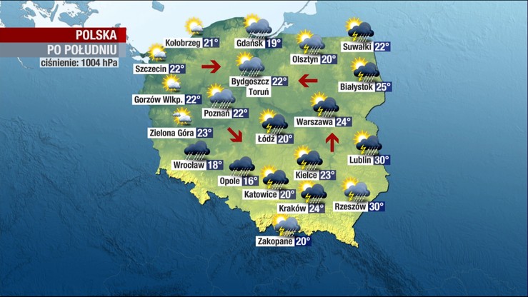 Ulewy, grad i burze - meteorolodzy ostrzegają
