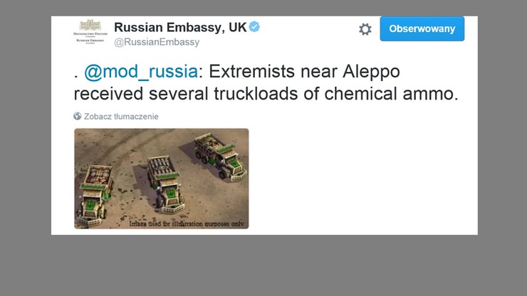 Wpadka rosyjskiej ambasady na Twitterze