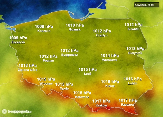 Pogoda na żywo Czwartek TwojaPogoda pl