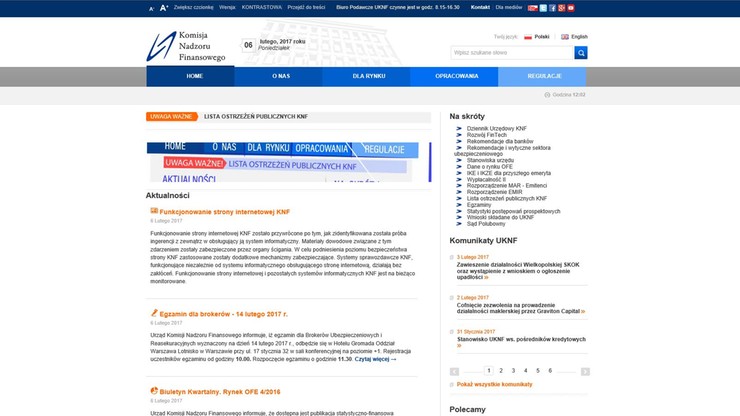 Strona KNF znowu działa. Wprowadzono dodatkowe zabezpieczenia