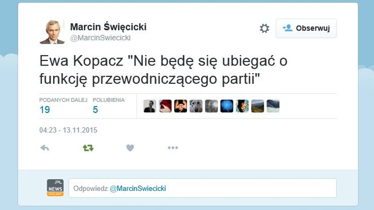 Kopacz zrezygnowała ze startu w wyborach na szefa Platformy Obywatelskiej
