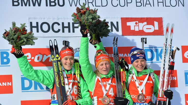 PŚ w biathlonie: Guzik 19. w sprincie. Podium dla Niemek