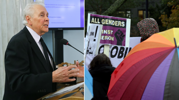 Wykład krytyka homoseksualizmu w Sejmie. Przed budynkiem - pikieta