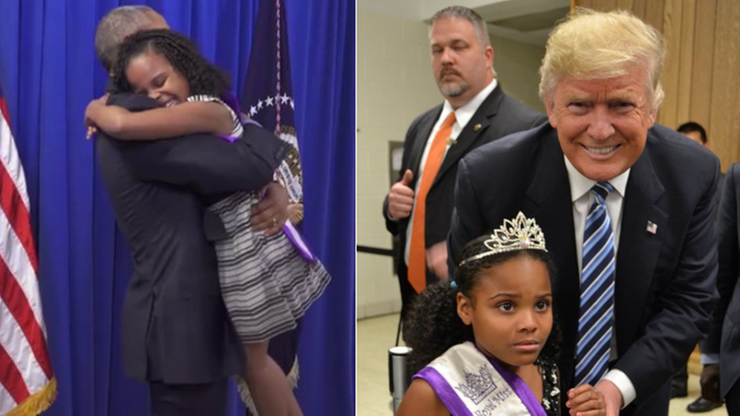 9-latka pozuje z Trumpem. "Ta mina podsumowuje stan debaty prezydenckiej w USA"