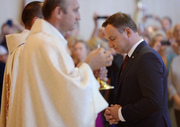 Prezydent Duda modli się w USA
