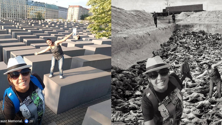 #YOLOCAUST - izraelski satyryk przerabia selfie z Pomnikiem Holocaustu i wkleja je w zdjęcia ofiar zagłady