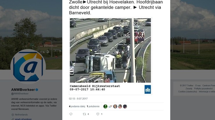 Holandia: pijany Polak wjechał w rodzinę jadącą na wakacje
