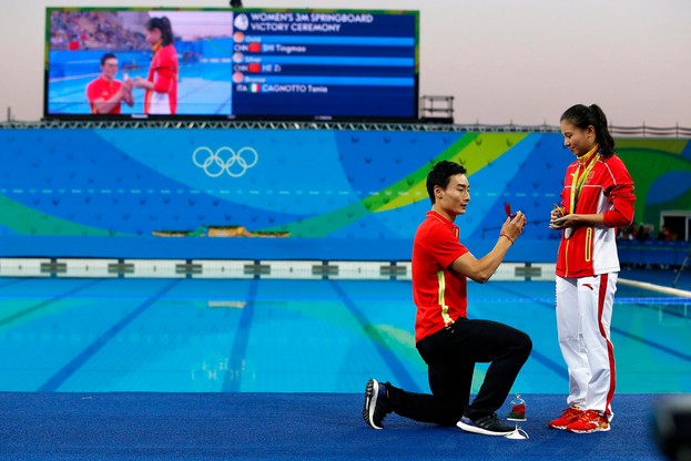 Oświadczyny na olimpijskiej pływalni w Rio