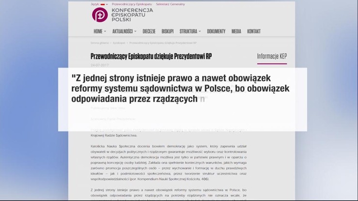 Przewodniczący Episkopatu dziękuje Prezydentowi RP