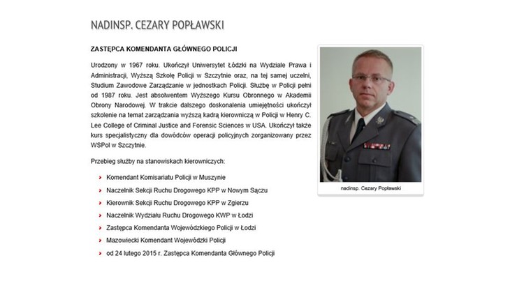 Zastępca szefa policji zrezygnował. "Względy osobiste"