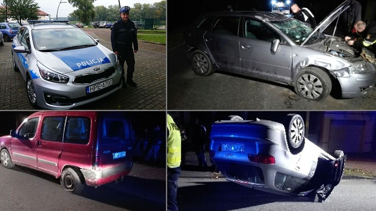 Jechał "jak wariat" aż dachował przed... domem policjanta. Od razu został zatrzymany